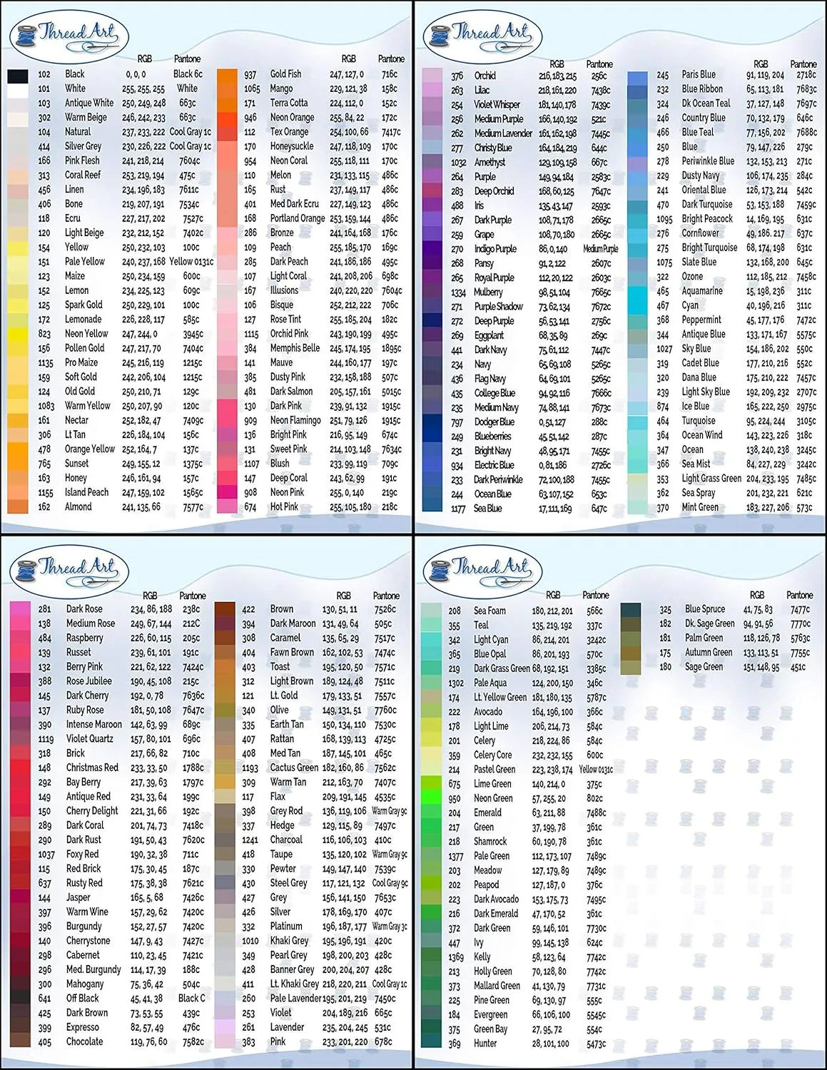 Threadart 40 Color Polyester Embroidery Machine Thread Set - Set C - Vivid Colors| 500M Spools 40wt | for Brother Babylock Janome Singer Pfaff Husqvarna Bernina Machines