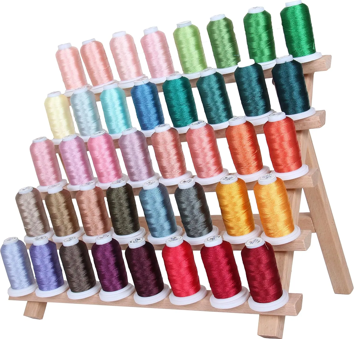 Threadart 40 Color Polyester Embroidery Machine Thread Set - Set C - Vivid Colors| 500M Spools 40wt | for Brother Babylock Janome Singer Pfaff Husqvarna Bernina Machines