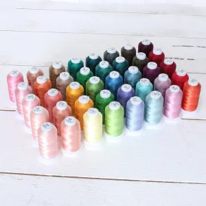 Threadart 40 Color Polyester Embroidery Machine Thread Set - Set C - Vivid Colors| 500M Spools 40wt | for Brother Babylock Janome Singer Pfaff Husqvarna Bernina Machines