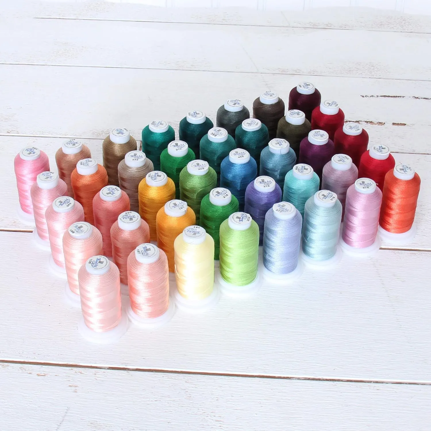 Threadart 40 Color Polyester Embroidery Machine Thread Set - Set C - Vivid Colors| 500M Spools 40wt | for Brother Babylock Janome Singer Pfaff Husqvarna Bernina Machines