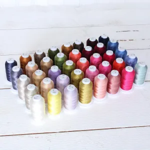 Threadart 40 Color Polyester Embroidery Machine Thread Set - Set D - Brilliant Colors| 500M Spools 40wt | for Brother Babylock Janome Singer Pfaff Husqvarna Bernina Machines