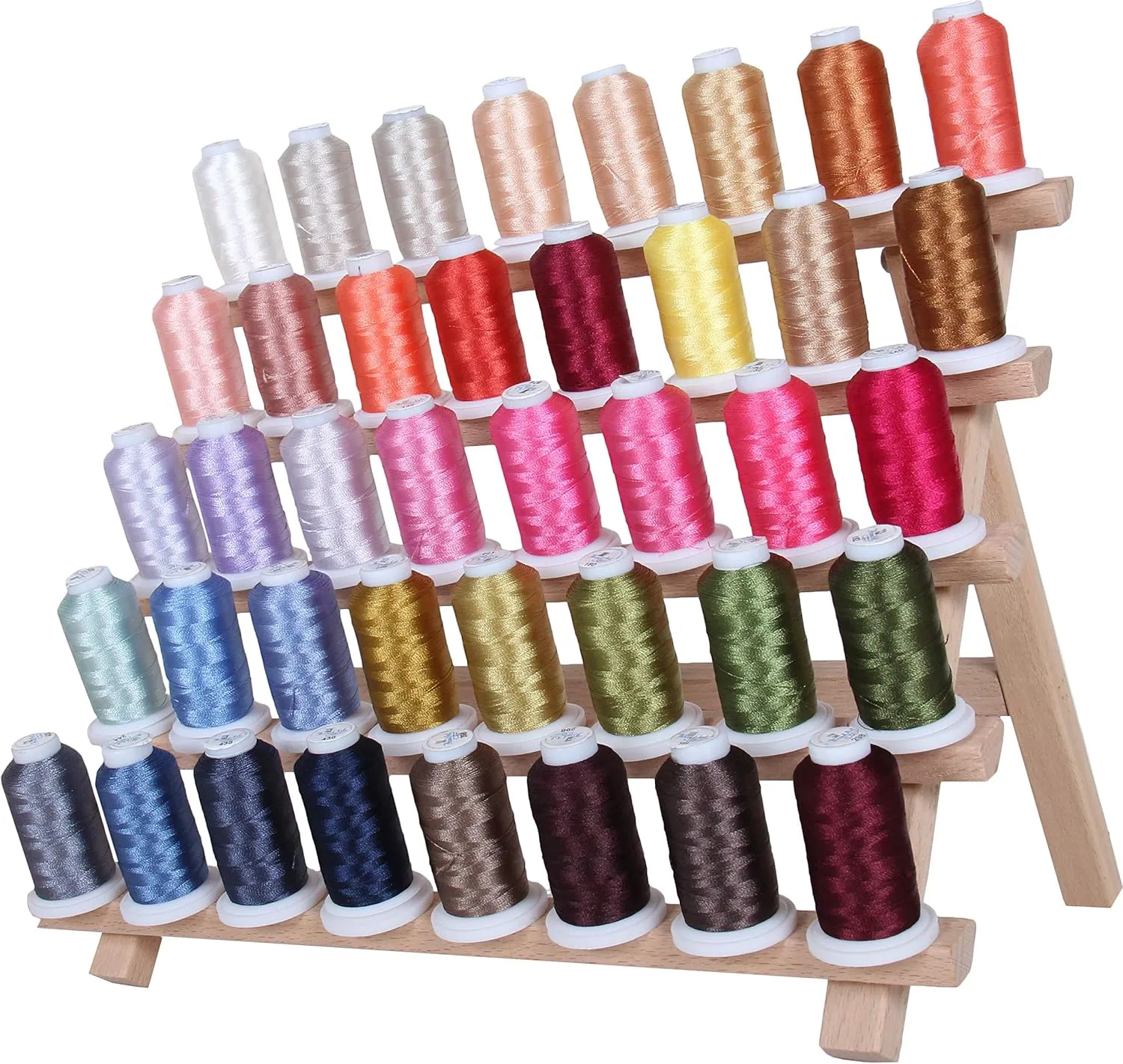 Threadart 40 Color Polyester Embroidery Machine Thread Set - Set D - Brilliant Colors| 500M Spools 40wt | for Brother Babylock Janome Singer Pfaff Husqvarna Bernina Machines
