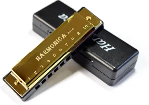 Titanium Copper Core 10 Holes C Blues Harmonica(Gold)