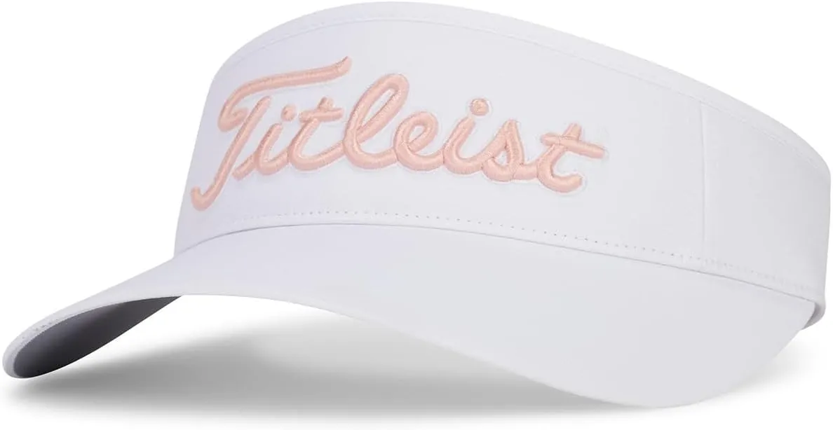 Titleist Women's Standard Sundrop Visor Golf Hat, White/Rose