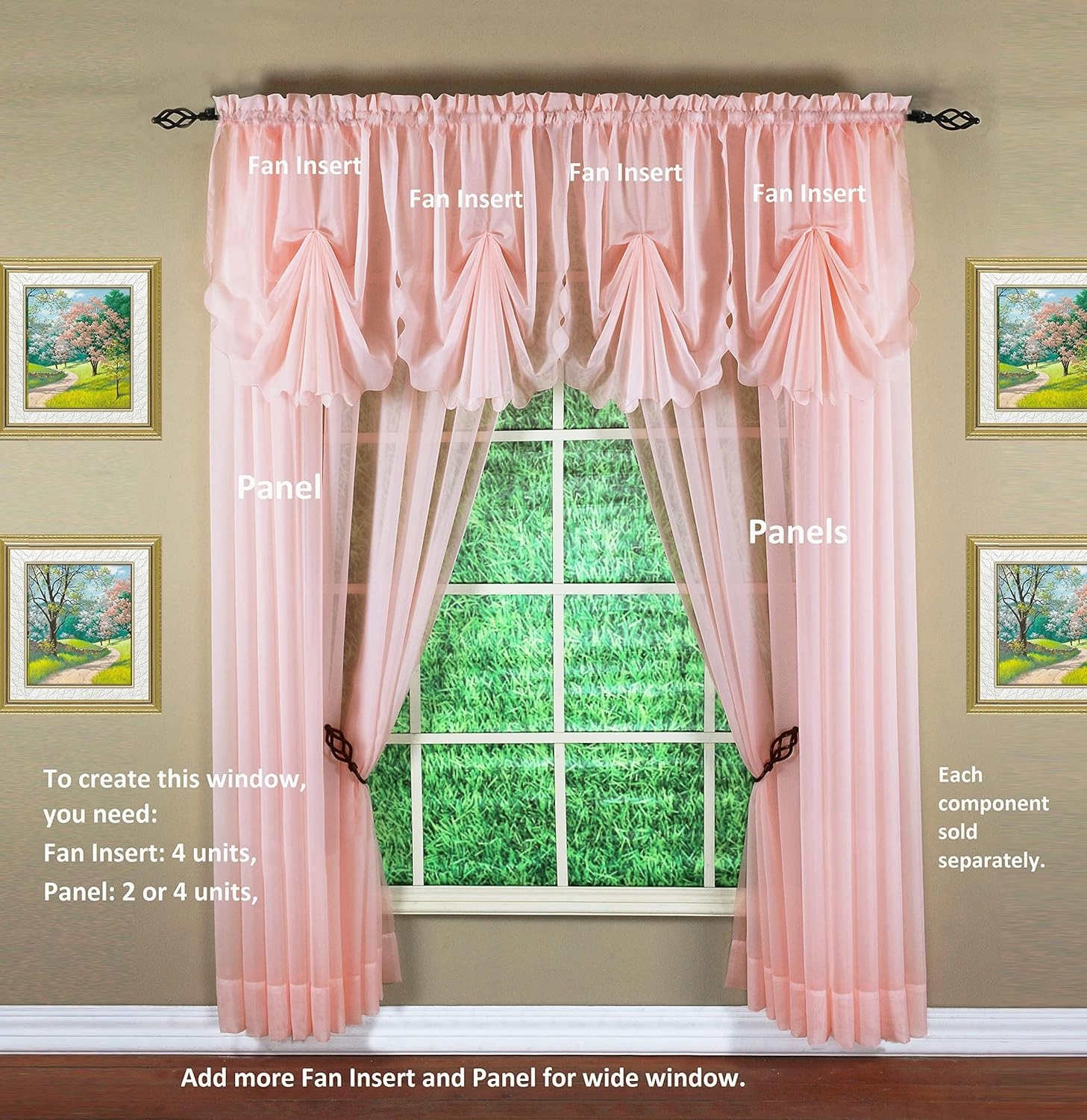 Today's Curtain Emelia Original Voile Panel 84", Rose, 60" W x 84" L