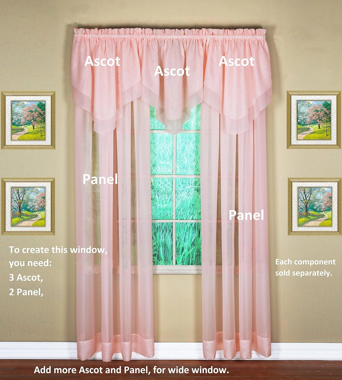 Today's Curtain Emelia Original Voile Panel 84", Rose, 60" W x 84" L