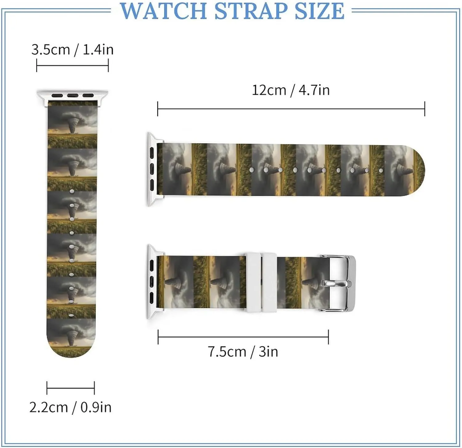 Tornado Adjustable Silicone Watchband Compatible with IWatch Classic Soft Sports Watch Strap for Men Women