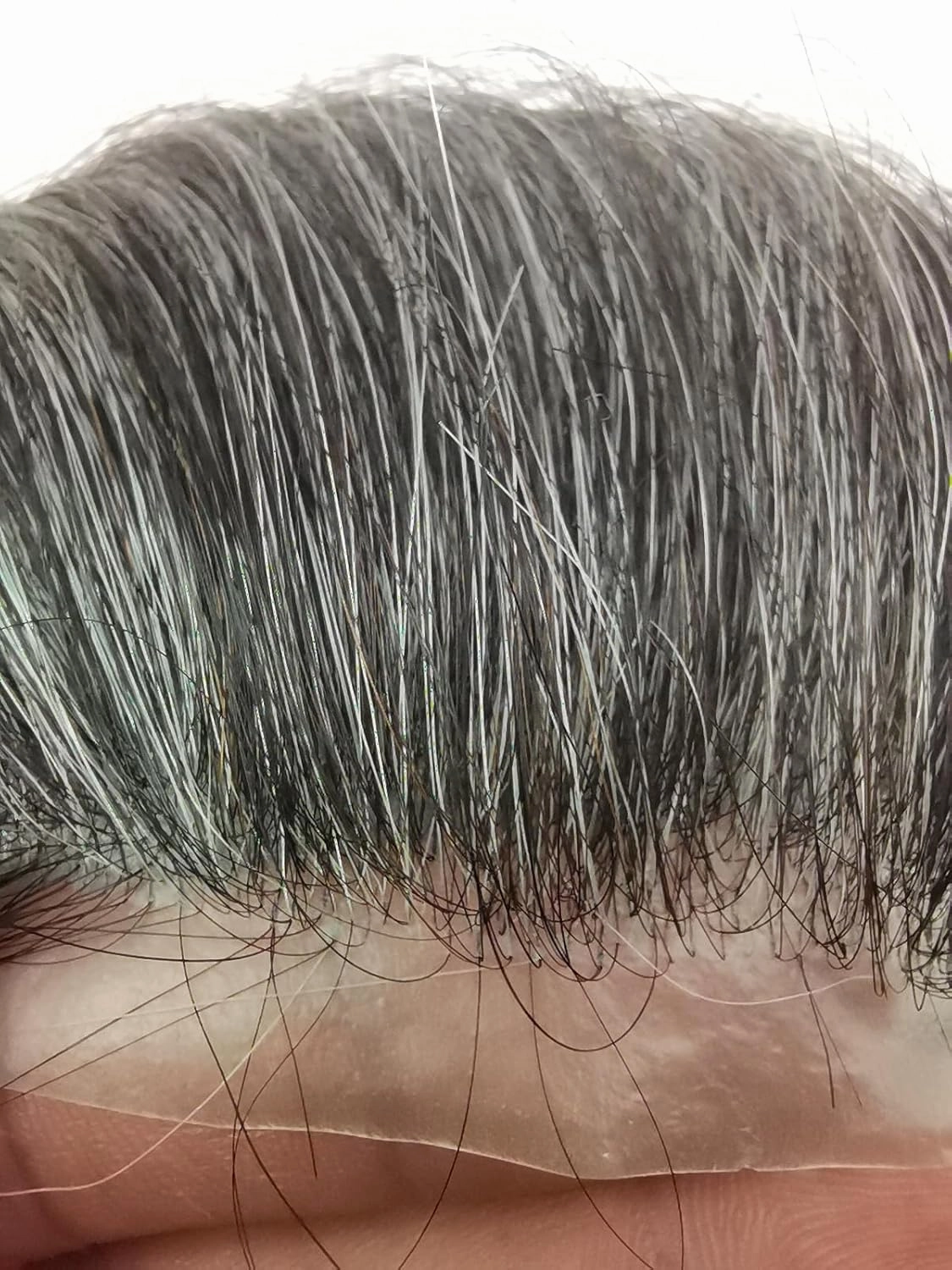 Toupee for Men 8x10 men hair pieces Mens Wavy Prosthesis Units Replacement 100% European Real Human Hair Mens Hairpieces Hair System 0.04mm Soft Thin Skin PU V-loop #1B40 Black and Gray