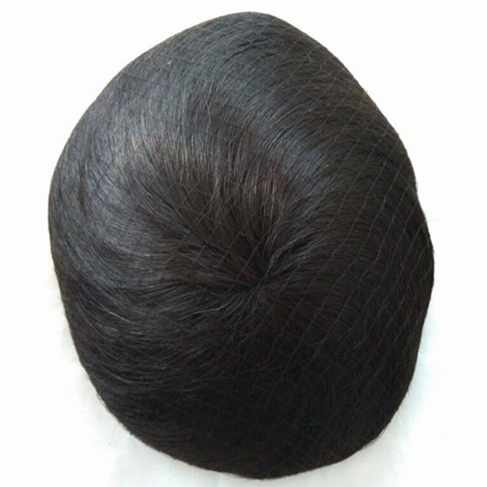 Toupee for Men - Real Human Hair Replacement System - Fine French Lace Hairpiece - Customizable Hair Units - Natural-Looking Hair Pieces - Hair Prosthesis - #1 Jet Black - 8x10