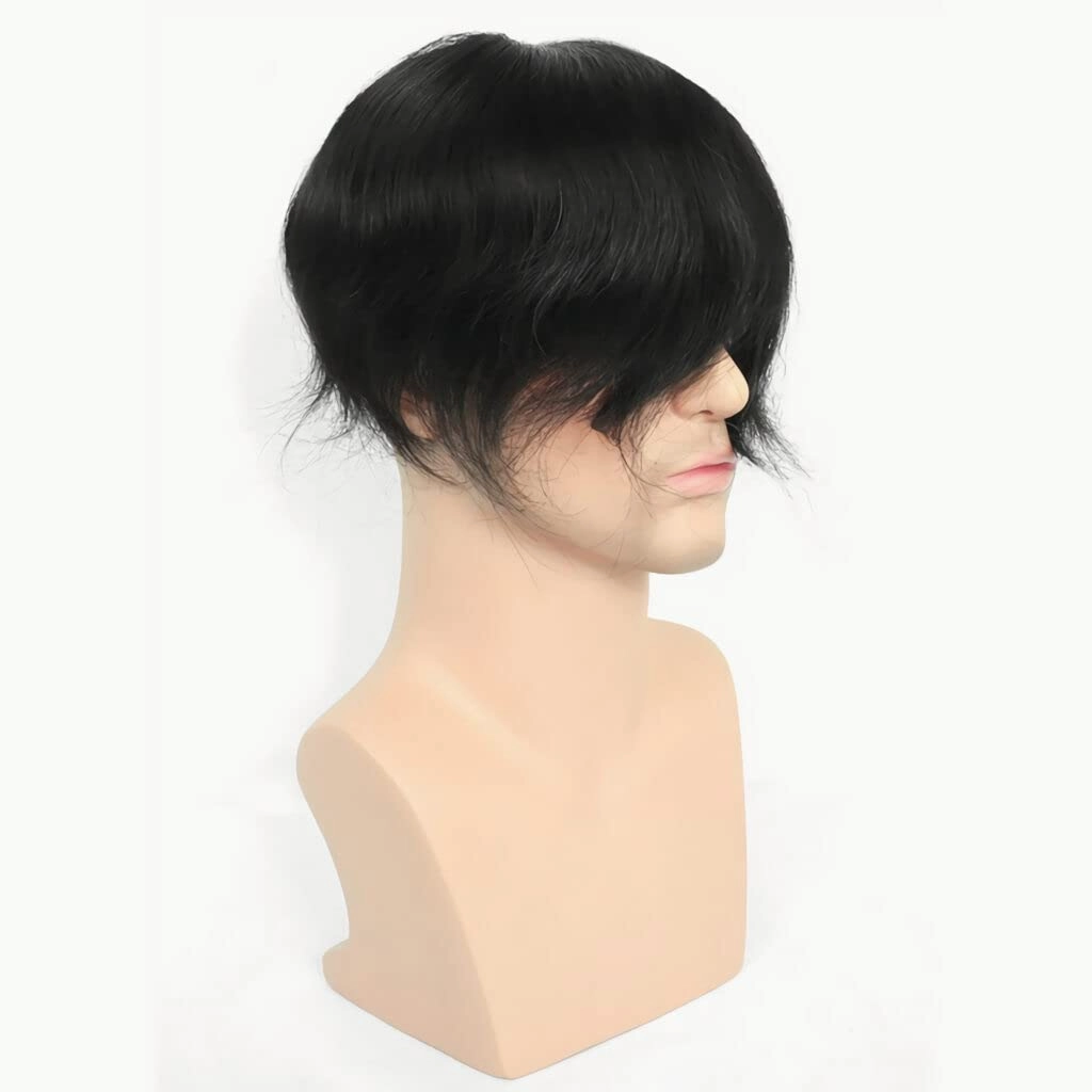 Toupee for Men - Real Human Hair Replacement System - Fine French Lace Hairpiece - Customizable Hair Units - Natural-Looking Hair Pieces - Hair Prosthesis - #1 Jet Black - 8x10