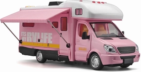 Toy Campers for Kids Toy RV,Die Cast Metal Toy Camper for 3 4 5 6 7 8 9 Year Old Toddlers,Pull Back RV Toy with Light and Sound,Camper Van Gifts for Kids，Trucks for Kids Ages 4-8（Pink）