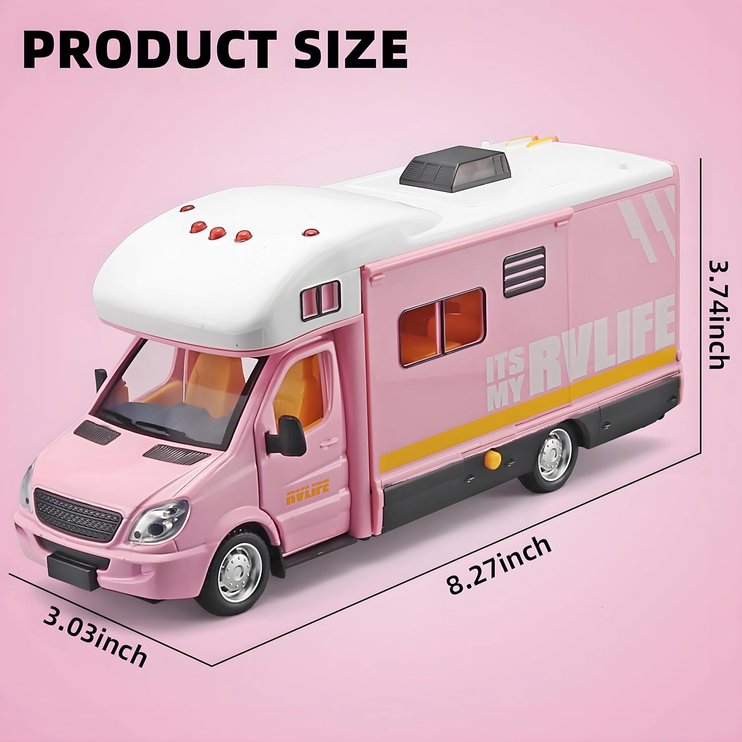 Toy Campers for Kids Toy RV,Die Cast Metal Toy Camper for 3 4 5 6 7 8 9 Year Old Toddlers,Pull Back RV Toy with Light and Sound,Camper Van Gifts for Kids，Trucks for Kids Ages 4-8（Pink）