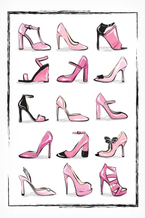 Trademark Fine Art Canvas Wall Art - Martina 'Pink Shoes' Wall Art for Living Room, Bedroom, or Office Décor