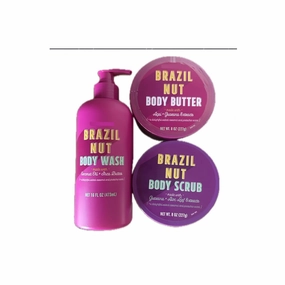 Trader joes Brazil Nut Set - Body Butter (8 oz), Body Scub (8 oz) and Body Wash (16 oz) one of each, Pink