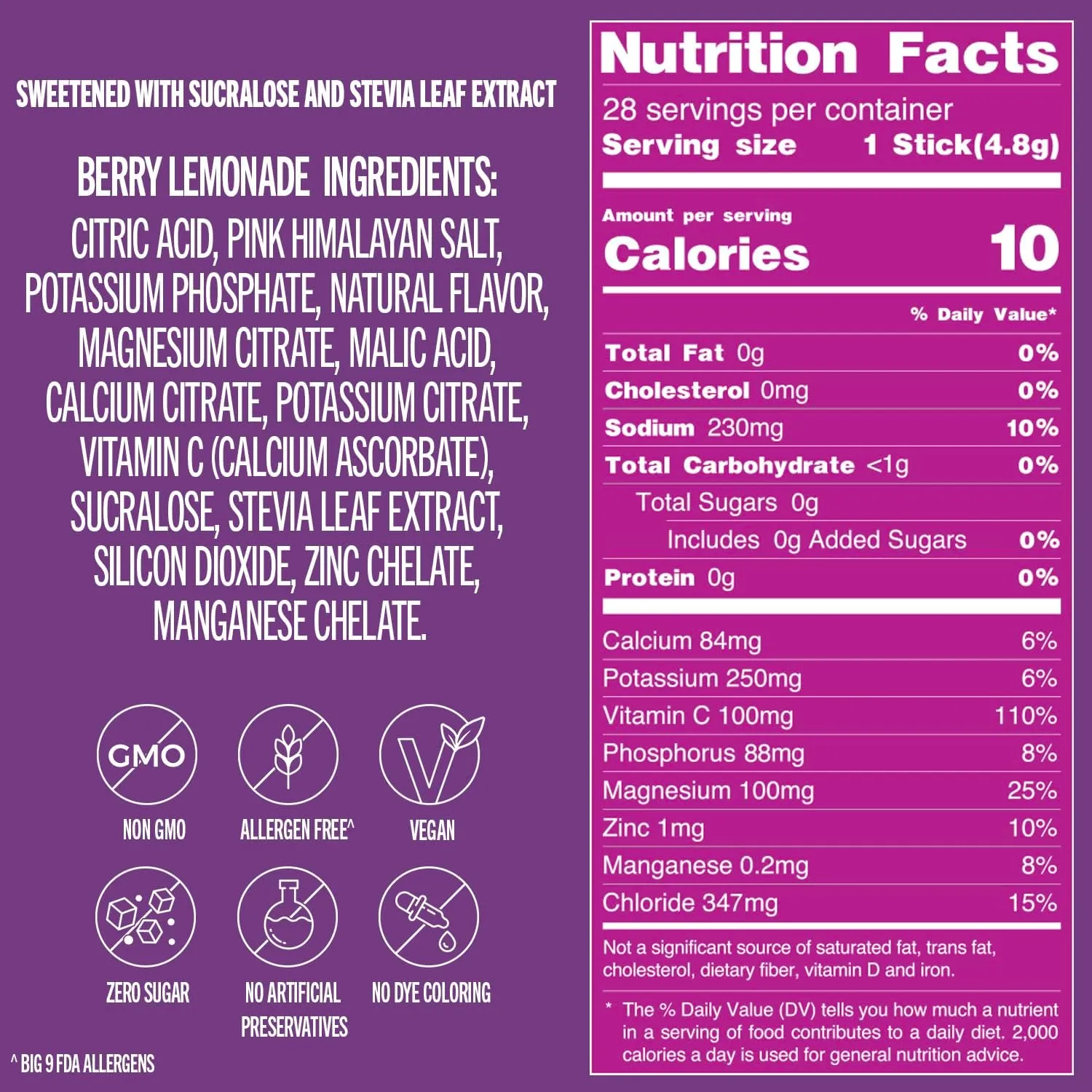 Trevi™ Sugar Free Electrolytes - Drink Mix Hydration Powder Packets - 28 Count - Berry Lemonade