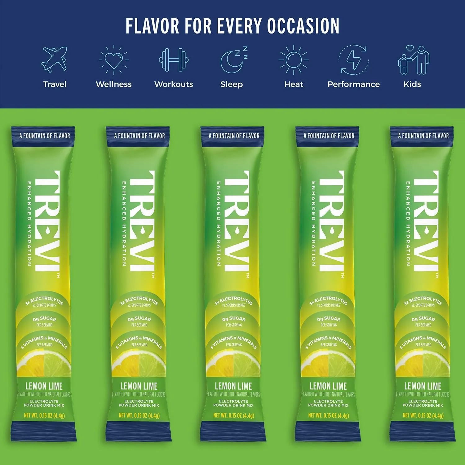 TREVI™ Sugar Free Electrolytes - Drink Mix Hydration Powder Packets - 28 Count - Lemon Lime