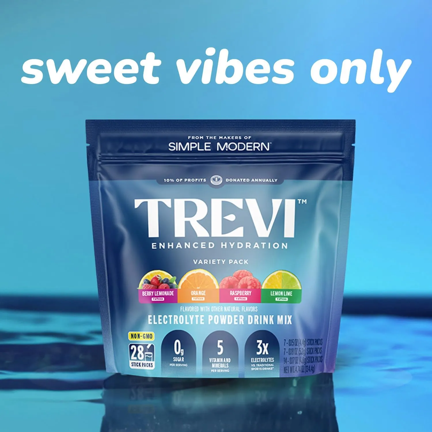 Trevi™ Sugar Free Electrolytes - Drink Mix Hydration Powder Packets - 28 Count - Variety Pack 1