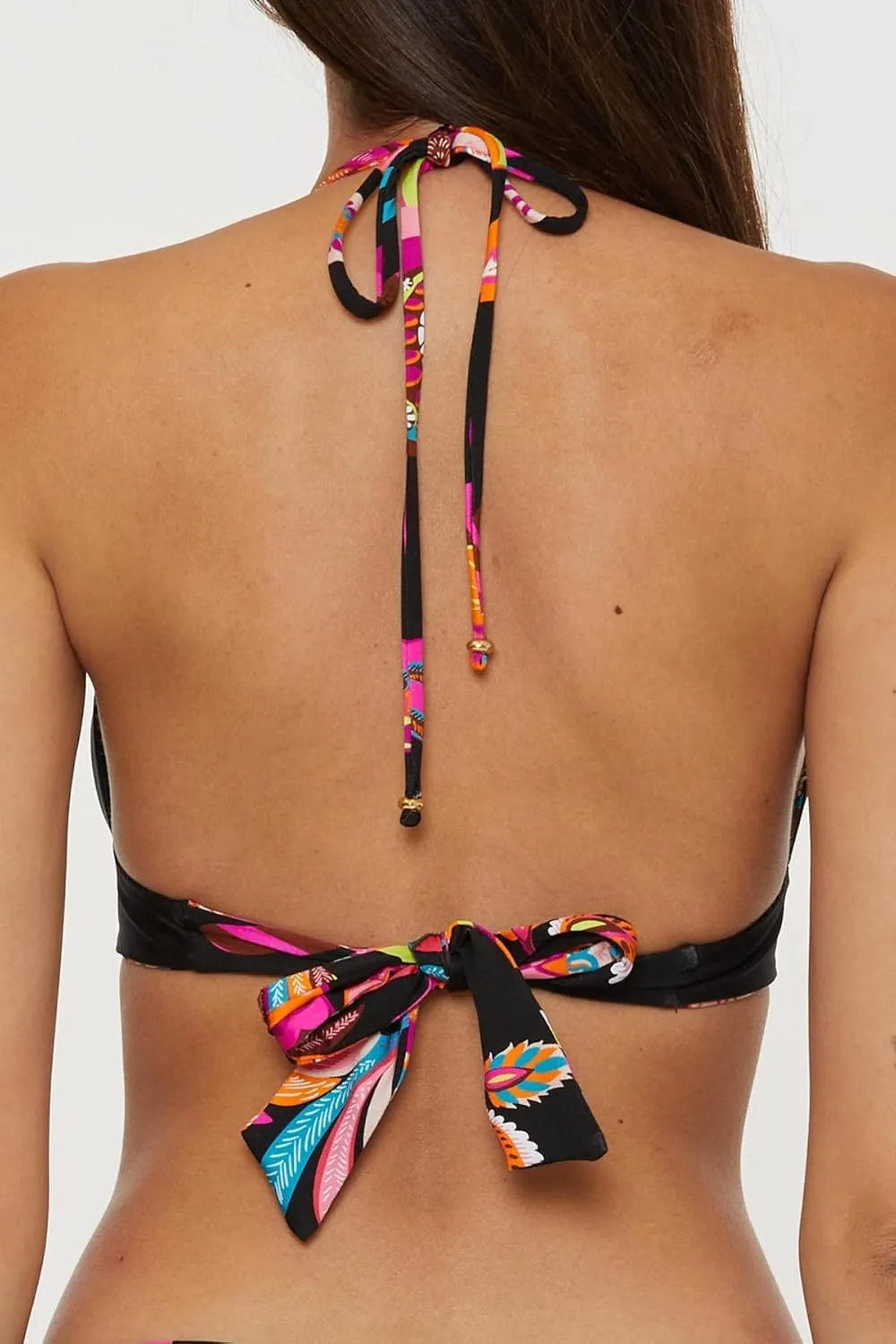 Trina Turk Women's Luminary Halter Bikini Top, Floral Print, Adjustable, Tie Back, Swimwear Separates