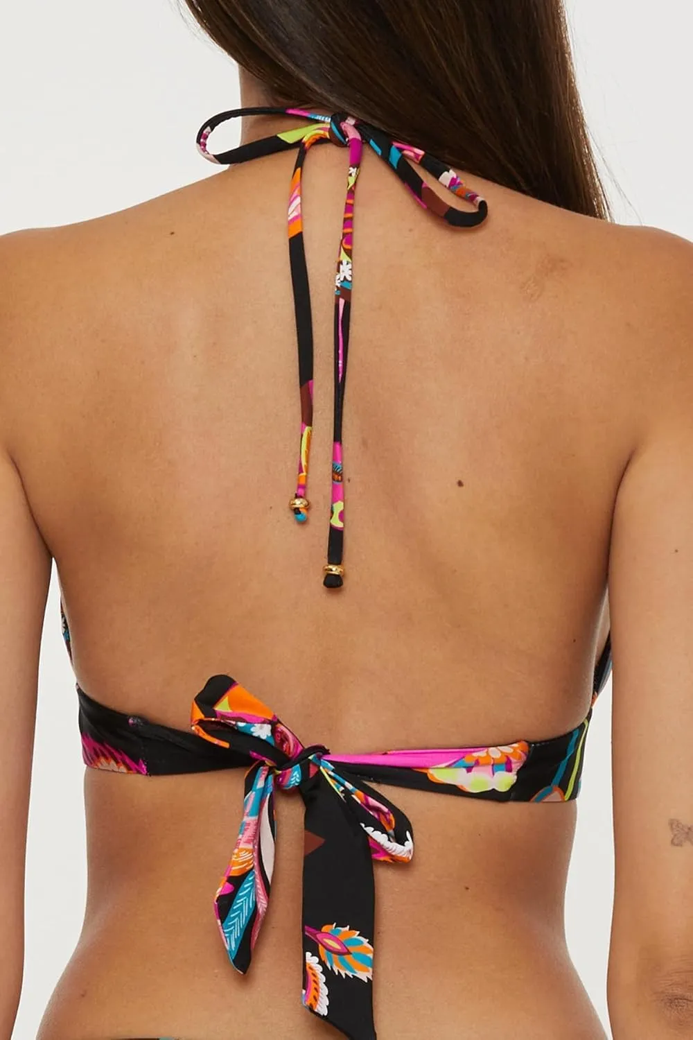 Trina Turk Women's Luminary Halter Bikini Top, Floral Print, Adjustable, Tie Back, Swimwear Separates