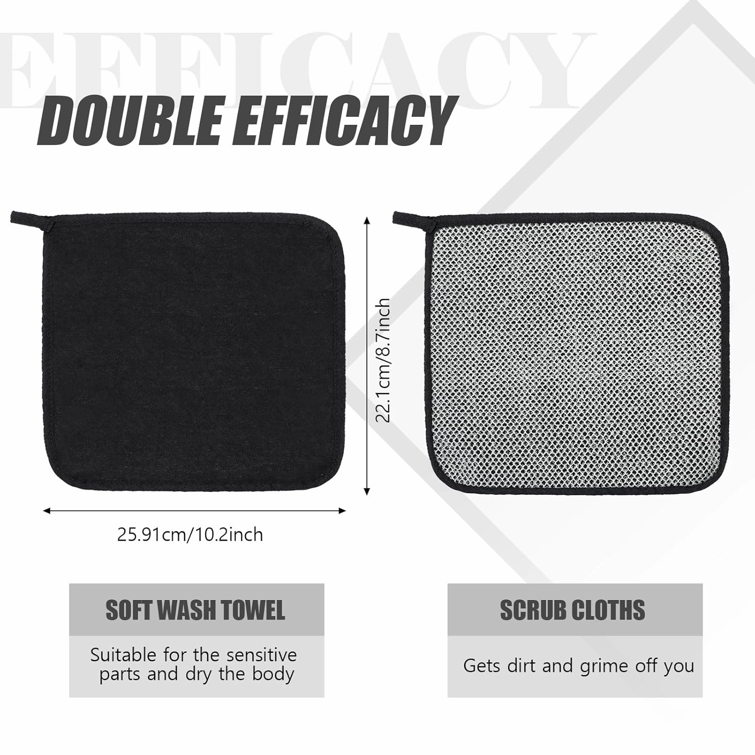 Tudomro 10 Pcs Exfoliating Washcloths Double Sided Man Wash Cloths Body Face Exfoliating Scrub Cloths for Shower Men Women(10.2 x 8.7 Inch,Multicolor)
