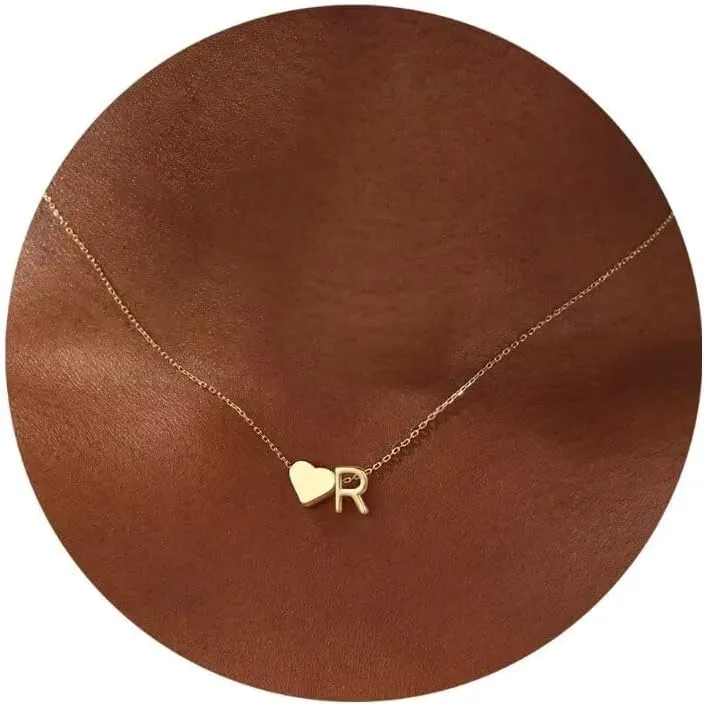 Turandoss Gold/Silver Heart Initial Necklace for Women Teen Girls - 18K Gold Plated Letter A-Z Pendant Necklace Dainty Heart Necklaces Tiny Initial Necklaces Birthday Gifts for Women Jewelry