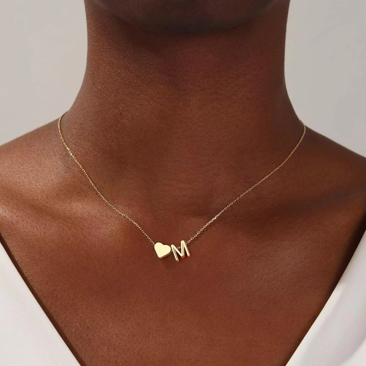Turandoss Gold/Silver Heart Initial Necklace for Women Teen Girls - 18K Gold Plated Letter A-Z Pendant Necklace Dainty Heart Necklaces Tiny Initial Necklaces Birthday Gifts for Women Jewelry