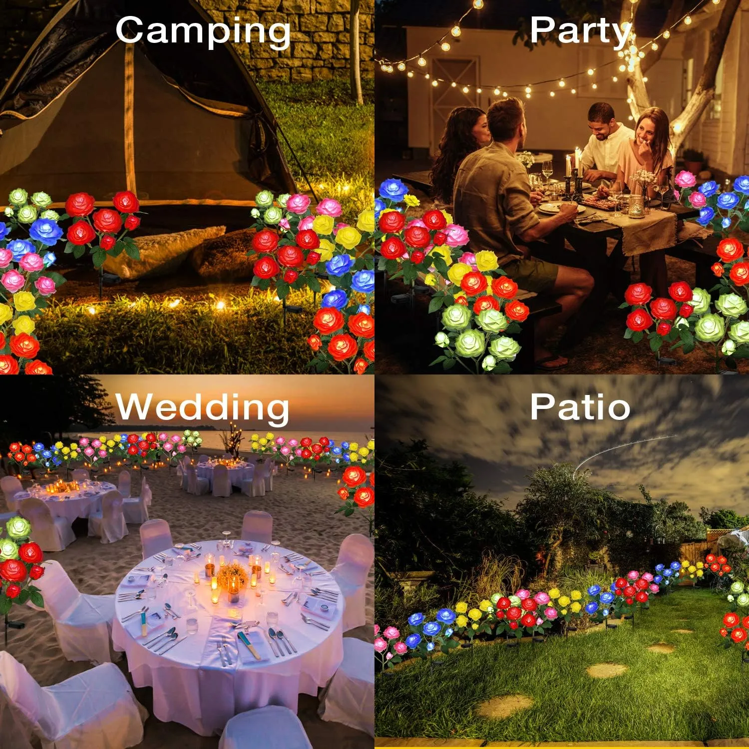 TYNLED Outdoor Solar Garden Stake Lights,Upgraded LED Solar Powered Light with 6 Rose Flowers, Waterproof Solar Decorative Lights for Patio Pathway Courtyard Garden Lawn