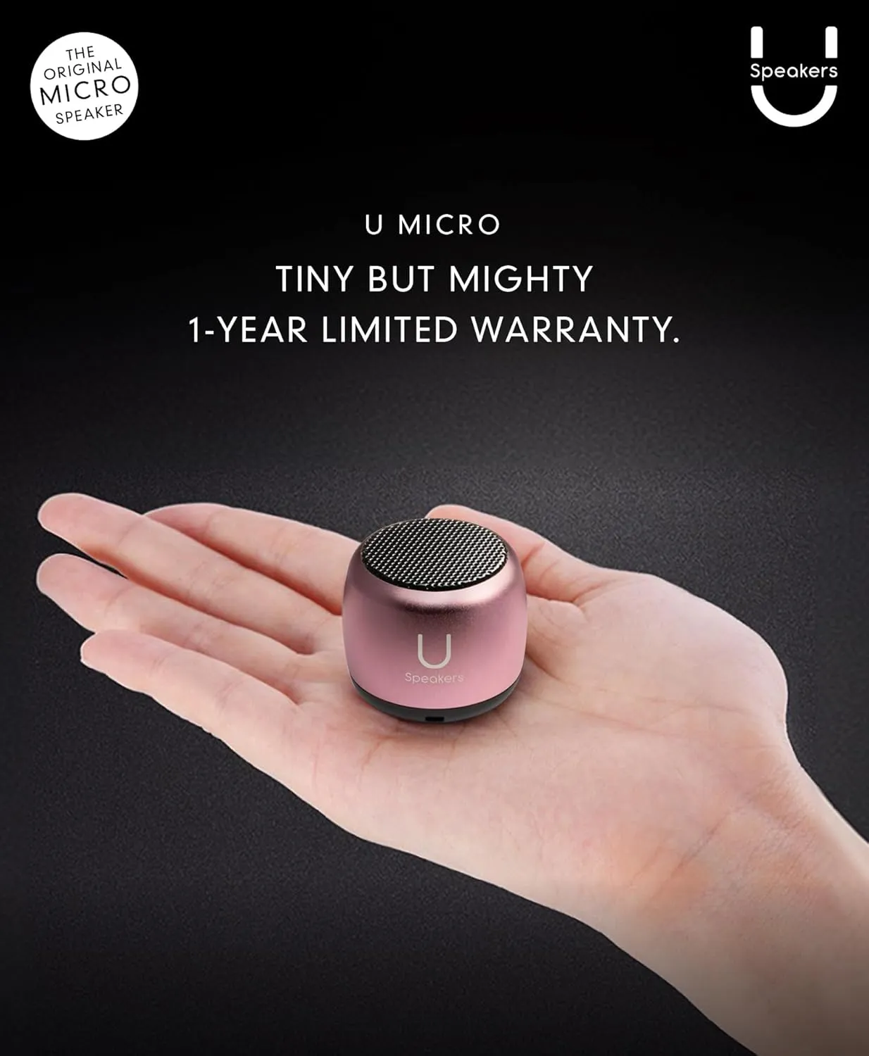 U Micro Speaker | Coin-Sized Portable Wireless Bluetooth 5.0 with Built-in Mic & Remote Shutter | Perfect Little Speaker for Home, Parties, Activities! Tiny Device, Rich Sound | Pink