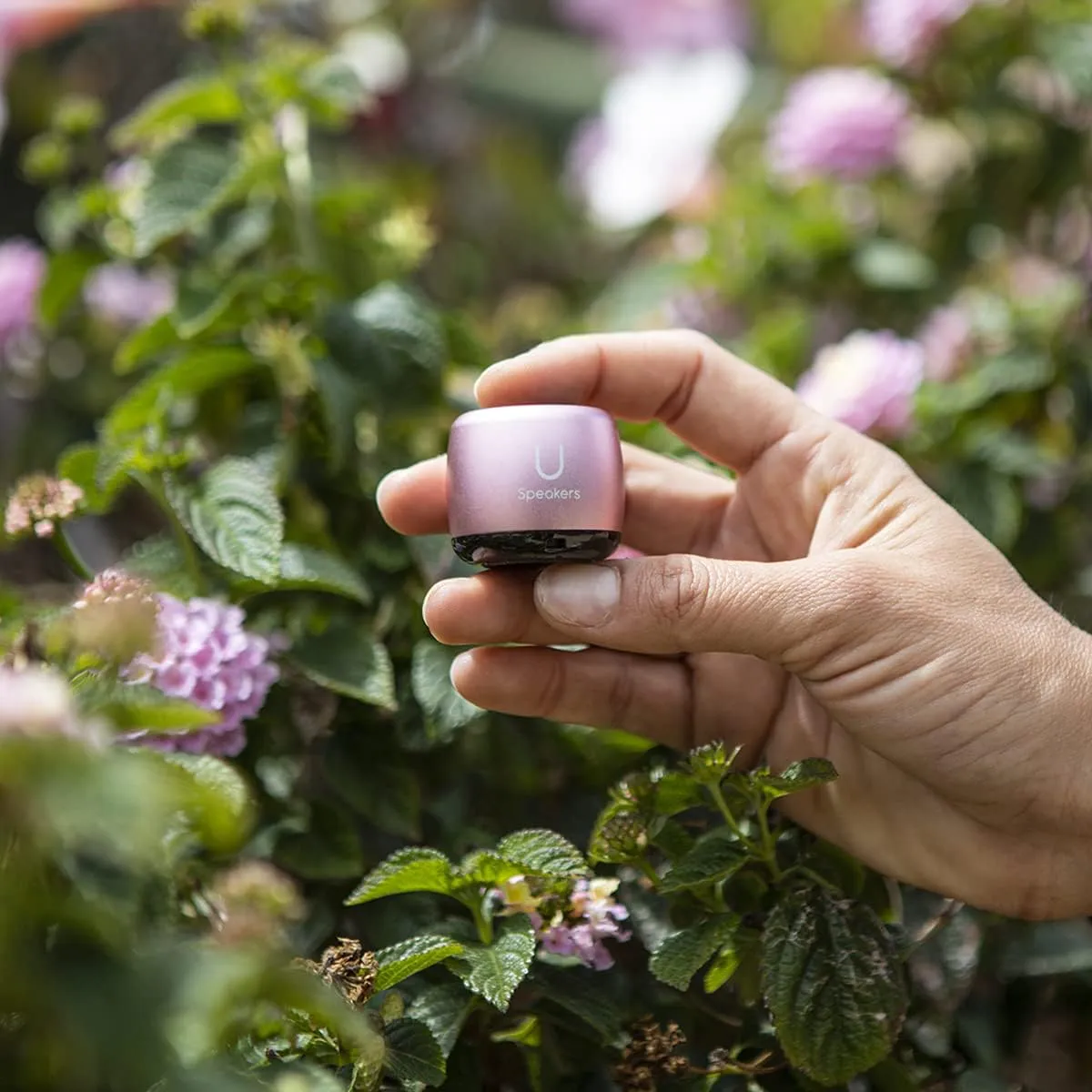 U Micro Speaker | Coin-Sized Portable Wireless Bluetooth 5.0 with Built-in Mic & Remote Shutter | Perfect Little Speaker for Home, Parties, Activities! Tiny Device, Rich Sound | Pink