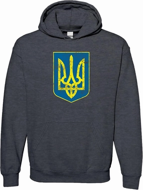 UGP Campus Apparel Ukraine Coat of Arms - Blue Shield Gold Trident Hoodie