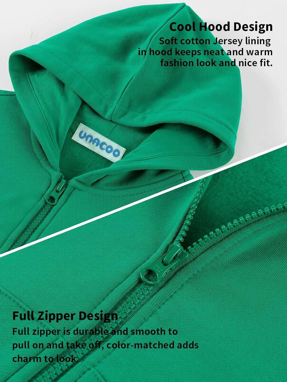 UNACOO Girls Boys Zip Up Hoodie Soft Fleece Sweatshirt Kids Hoodies for Toddler Zipper hoodie Jacket (Age 3-12 Years)