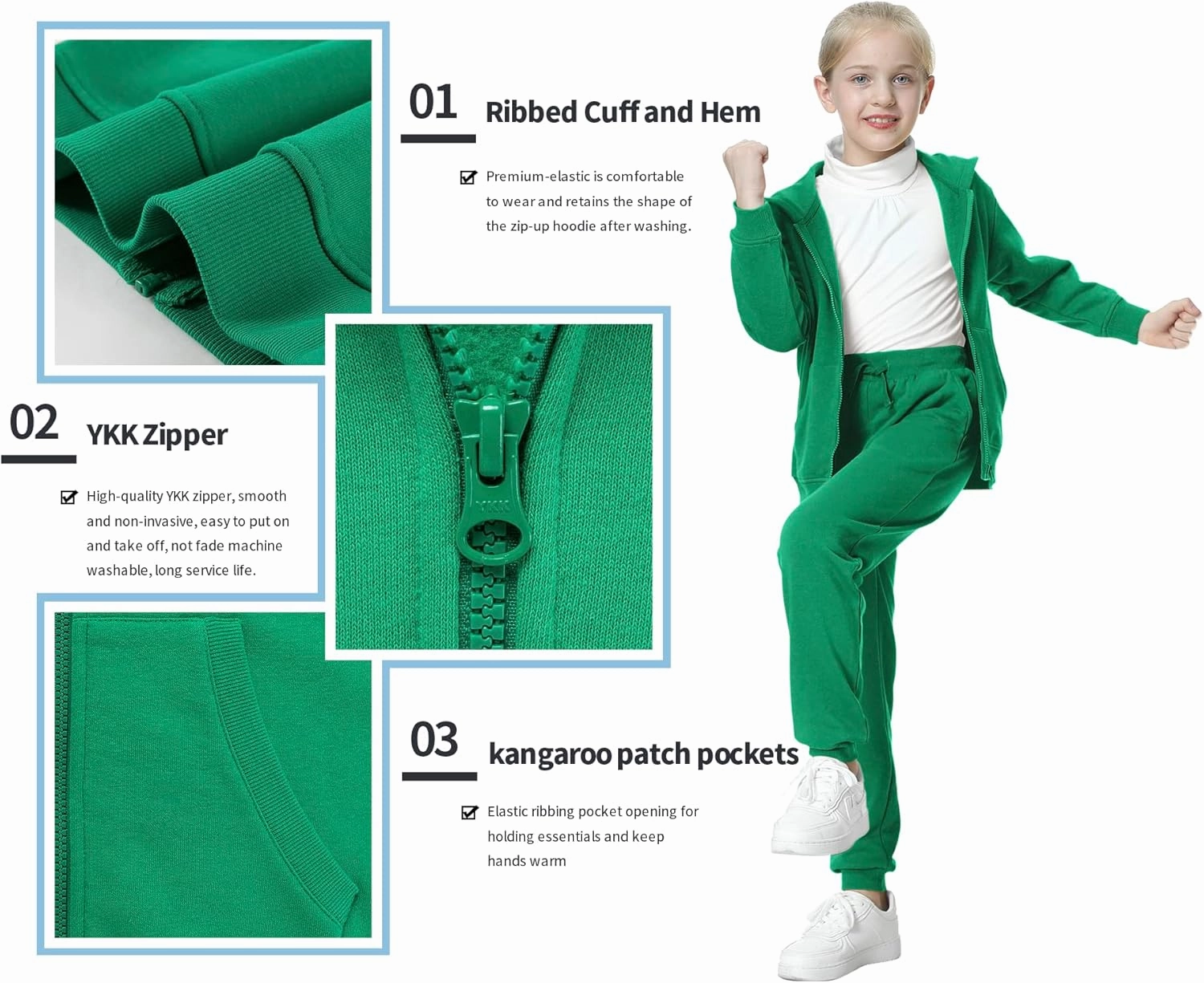 UNACOO Girls Boys Zip Up Hoodie Soft Fleece Sweatshirt Kids Hoodies for Toddler Zipper hoodie Jacket (Age 3-12 Years)