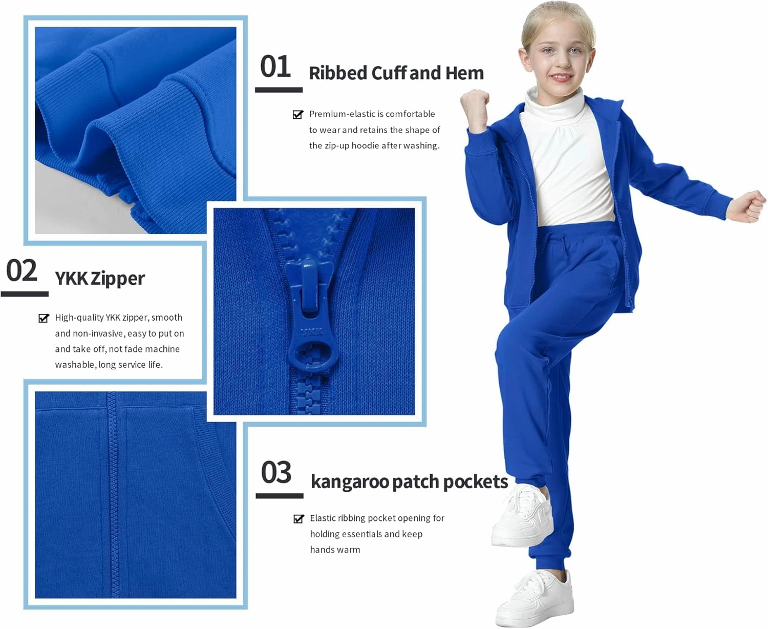 UNACOO Girls Boys Zip Up Hoodie Soft Fleece Sweatshirt Kids Hoodies for Toddler Zipper hoodie Jacket (Age 3-12 Years)