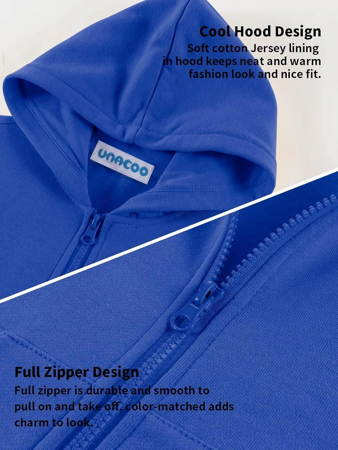 UNACOO Girls Boys Zip Up Hoodie Soft Fleece Sweatshirt Kids Hoodies for Toddler Zipper hoodie Jacket (Age 3-12 Years)