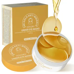 Under Eye Patches Masks - Collagen & Hyaluronic Acid for Removing Eye bags, Puffiness, Dark Circles Smoothing Skin Care Treatment for Women and Men, (60 Pcs) Gold