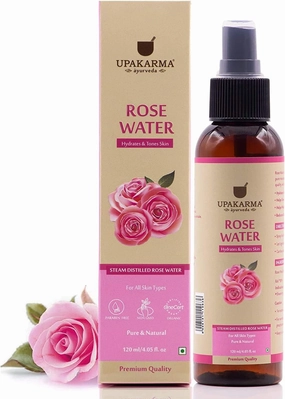UPAKARMA Ayurveda Premium, Pure and Natural Rose Water Spray for Face, Gulab Jal - 4.05 fl. Oz/ 120ml- Pack of 1