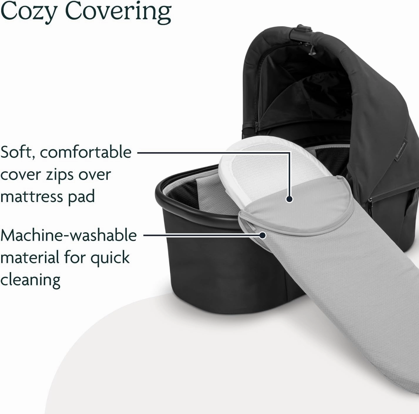 UPPAbaby Bassinet V3 Mattress Cover/Extra Cover for Bassinets 2018-Later/Ultra Soft and Comfortable/Machine Washable/Light Grey
