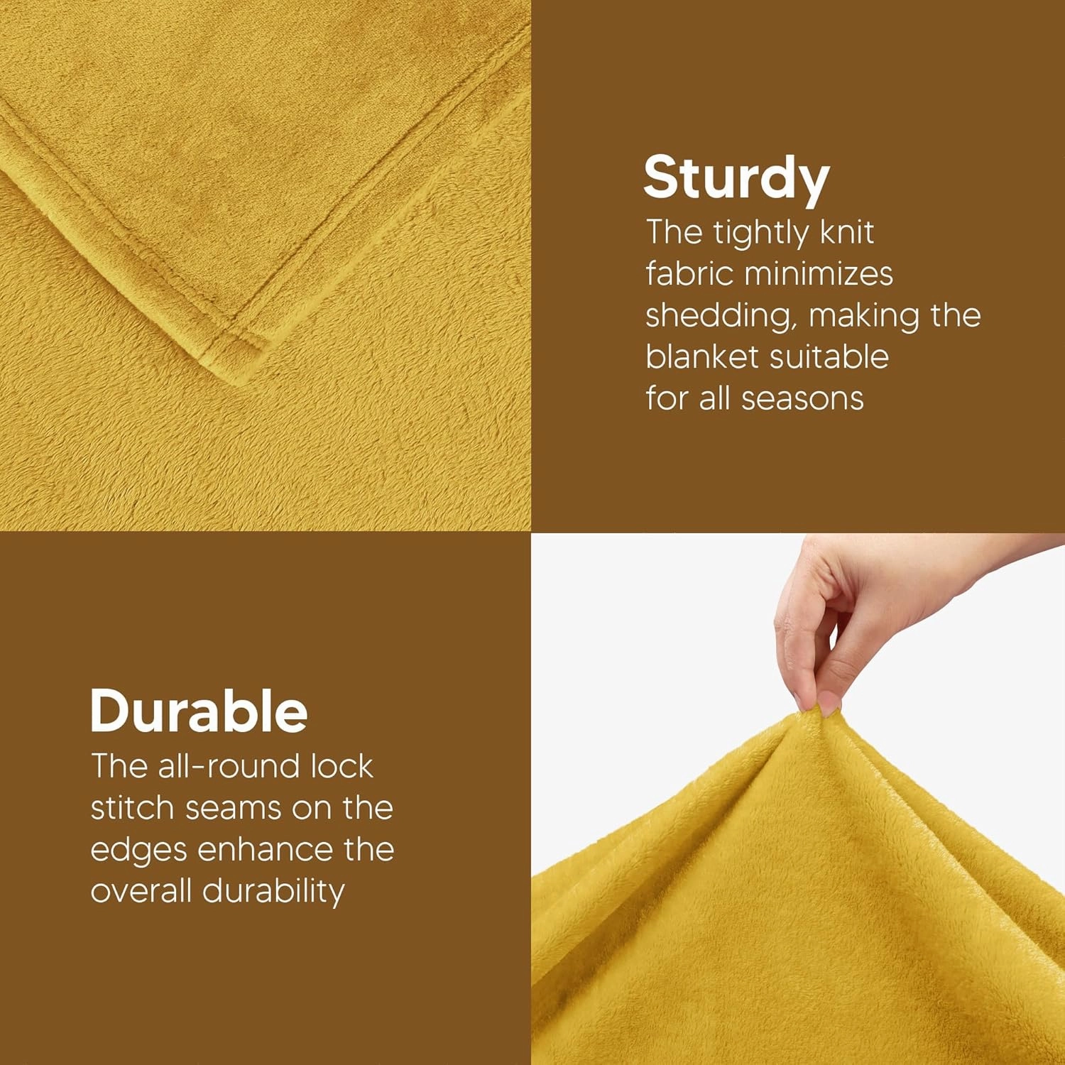 Utopia Bedding Fleece Blanket Full Size Gold 300GSM Luxury Fuzzy Soft Anti-Static Microfiber Bed Blanket (90x84 Inch)