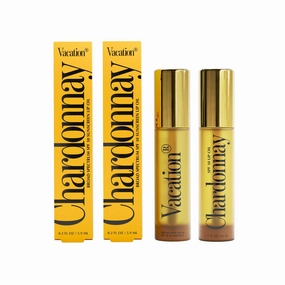 Vacation Chardonnay Lip Oil SPF 30, Sunscreen for Lips, Hydrating, Caramel Vanilla Flavored Lip Gloss, Clear Plumper, Non-Sticky Lip Balm, Vegan, 0.2 Fl. Oz. (Pack of 2)
