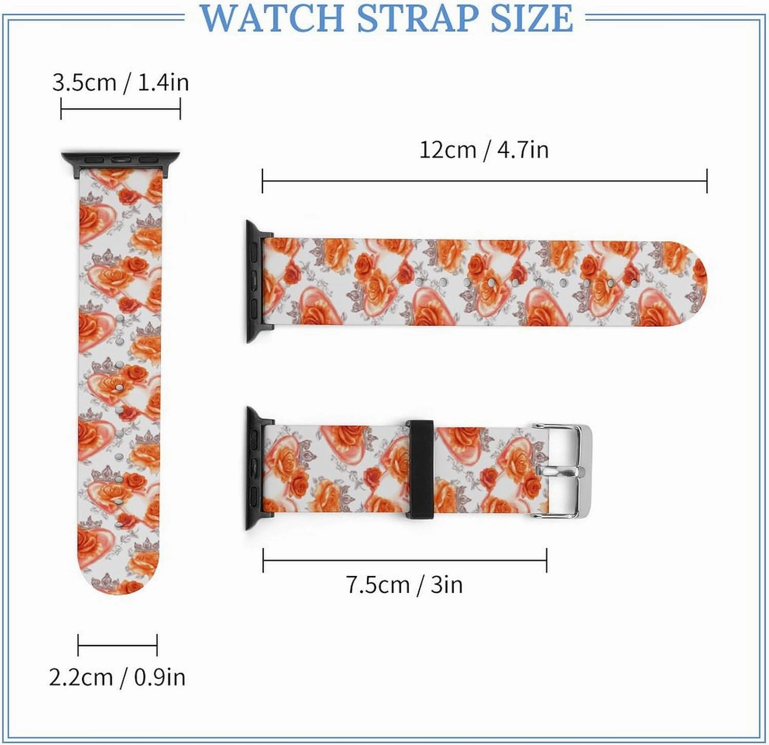 Valentine's Rose Heart Adjustable Silicone Watchband Compatible with IWatch Classic Soft Sports Watch Strap for Men Women