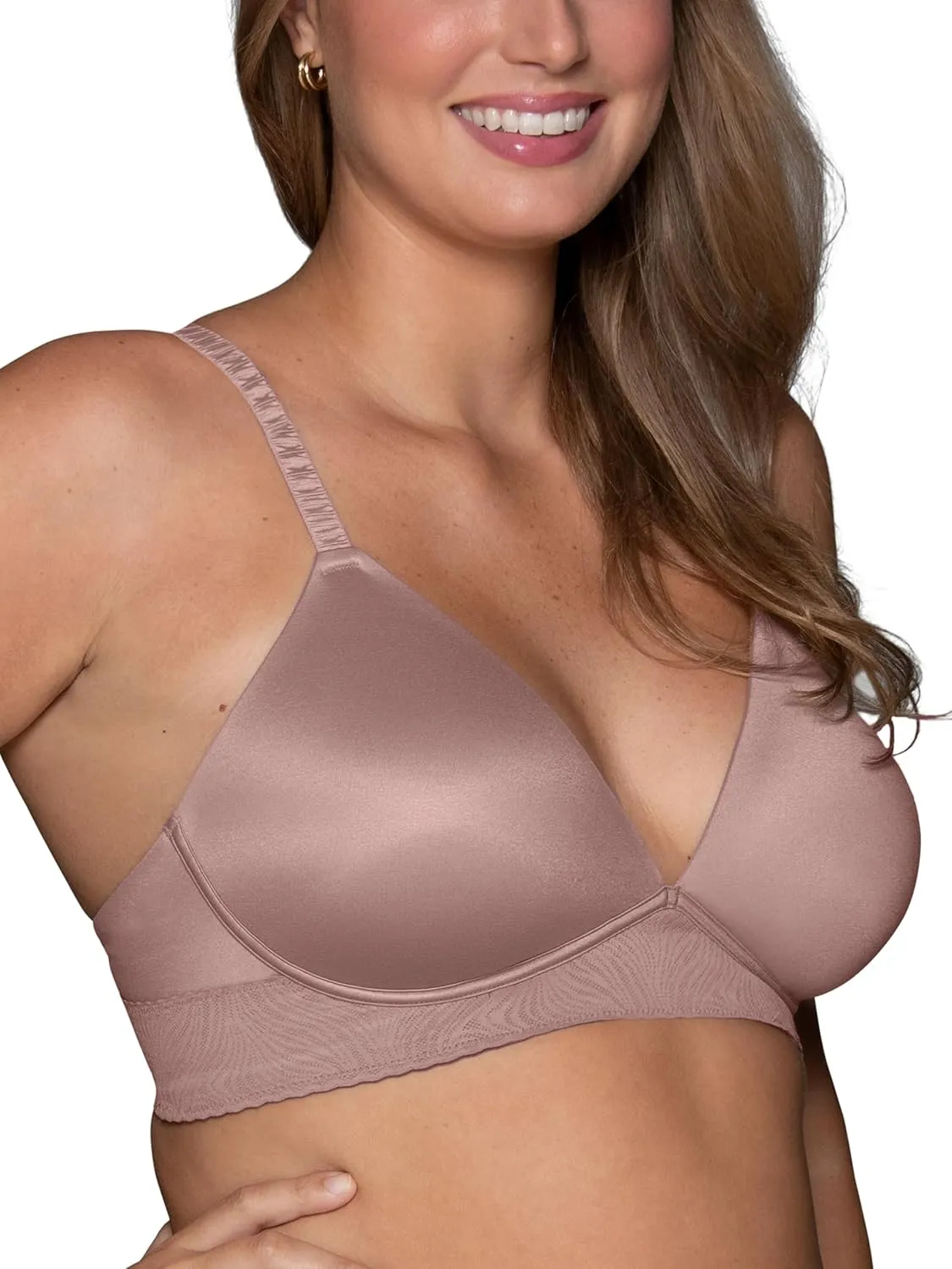 Vanity Fair Women's Effortless Wireless Bra, Buttery Soft Fabric & Lightweight Memory Foam Cups up to DD