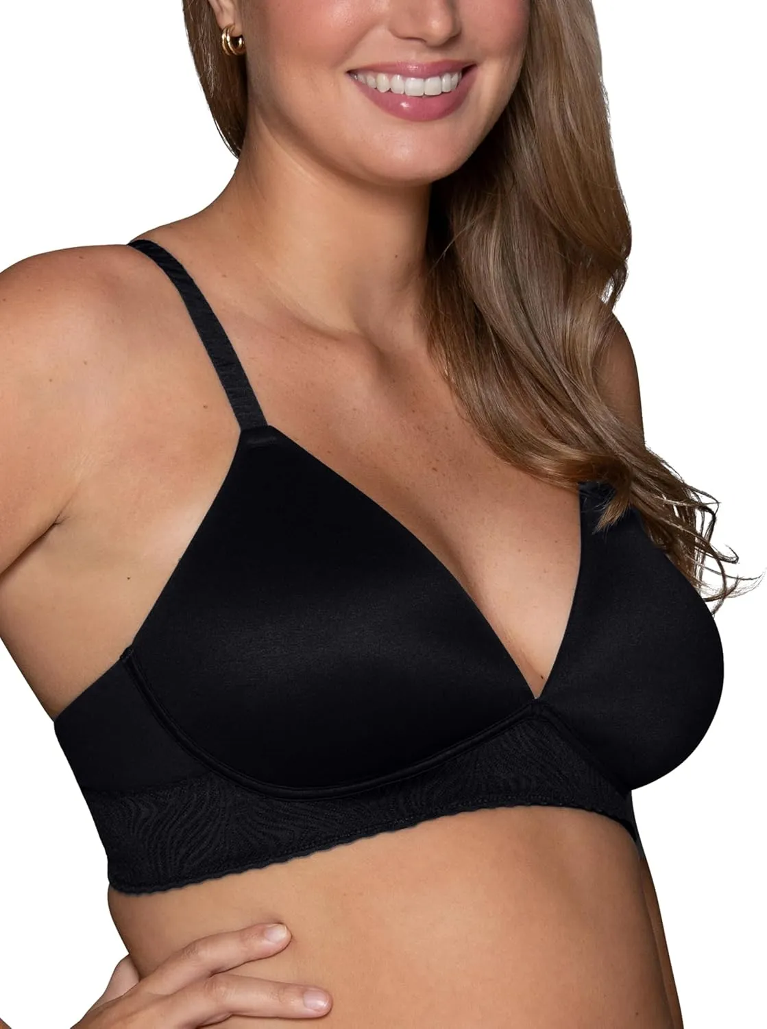 Vanity Fair Women's Effortless Wireless Bra, Buttery Soft Fabric & Lightweight Memory Foam Cups up to DD