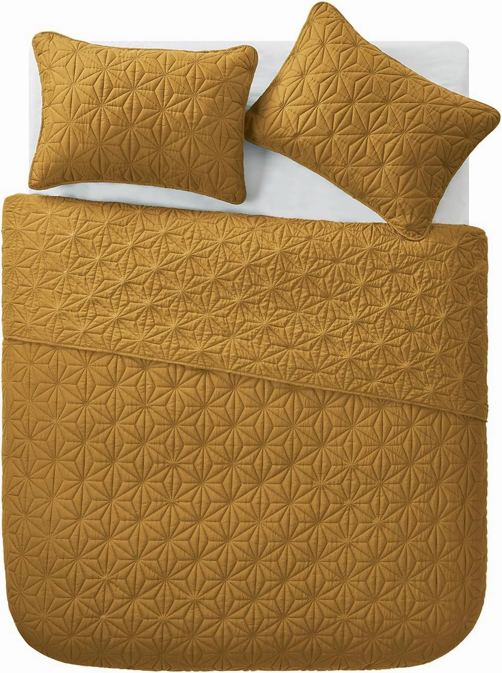 VCNY Home - Quilt Set, Soft Bedding with Matching Shams, Dorm Room Essentials, Use As Bedspread or Throw Blanket (Kaleidoscope Gold, Full/Queen)