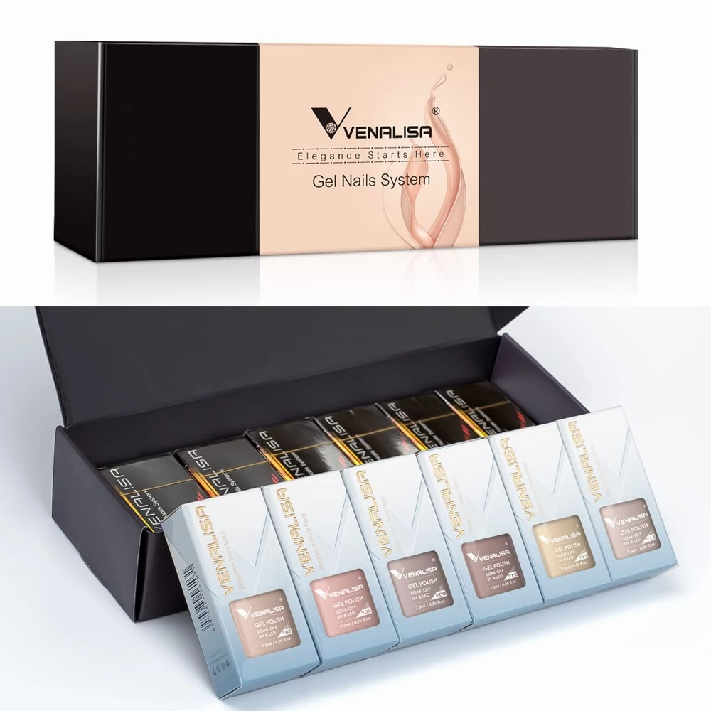 VENALISA Gel Nail Polish Set - 12 Pcs 7.5ml Nude Light Pink All Seasons Skin Tones Neutral Pink Brown Gel Polish Kit, Soak Off UV LED Gel Polish Set Nail Art Salon Manicure DIY Gifts