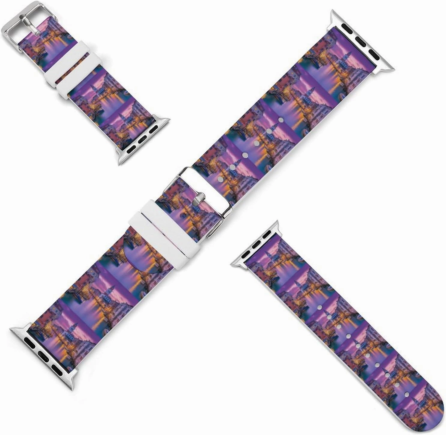 Venice Italy Night Adjustable Silicone Watchband Compatible with IWatch Classic Soft Sports Watch Strap for Men Women