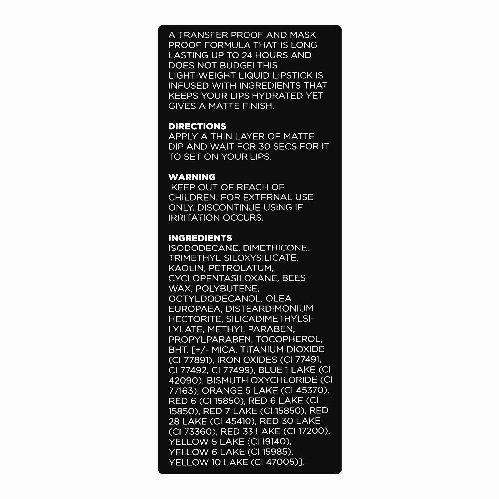 Vi'da New York Matte Dip Liquid Lipstick, 3ml, 07 Indian Red