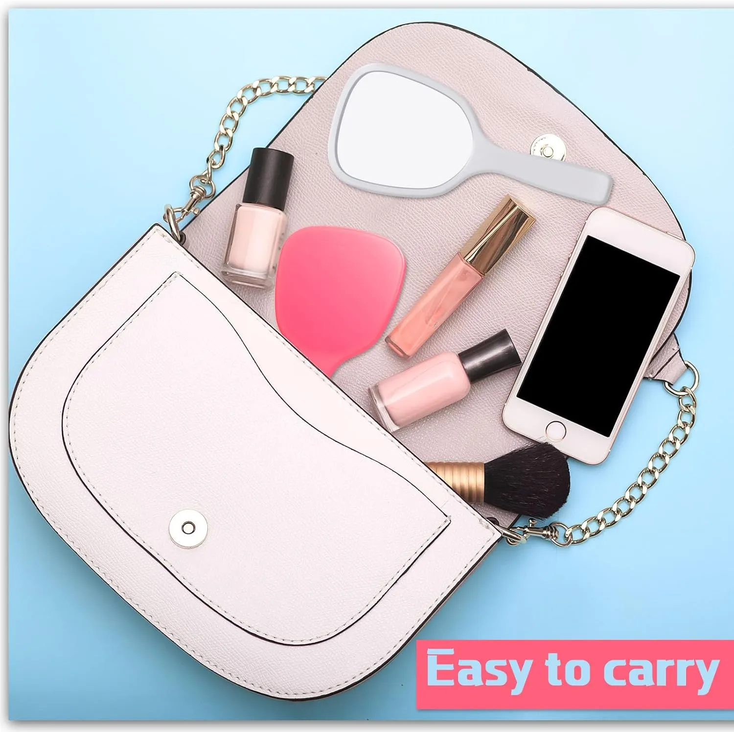 Vinsot 50 Pcs Handheld Mirror Bulk Hand Mirrors with Handle Plastic Compact Travel Cosmetic Makeup Tools for Home Travel Camping, 7.09 x 3.15 Inches (8 Colors)