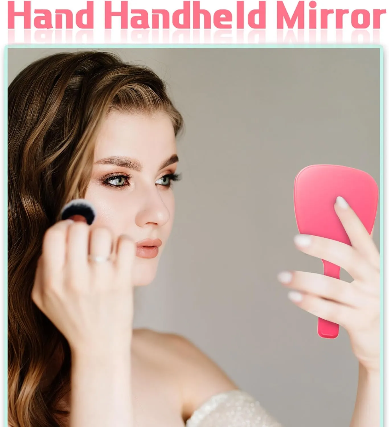 Vinsot 50 Pcs Handheld Mirror Bulk Hand Mirrors with Handle Plastic Compact Travel Cosmetic Makeup Tools for Home Travel Camping, 7.09 x 3.15 Inches (8 Colors)