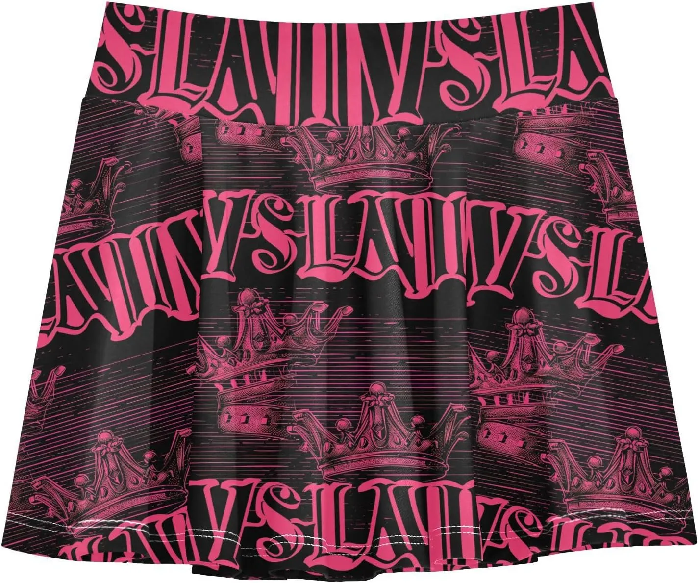 visesunny Girl's Golf Skirt Athletic Pink Black Queen's Crown Tennis Skort Sport Activewear with Double Layer Pockets