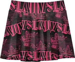 visesunny Girl's Golf Skirt Athletic Pink Black Queen's Crown Tennis Skort Sport Activewear with Double Layer Pockets